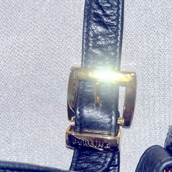 Vintage Perlina New York black leather crossbody 7.5”x 7”x21” adjustable strap. - Picture 5 of 12